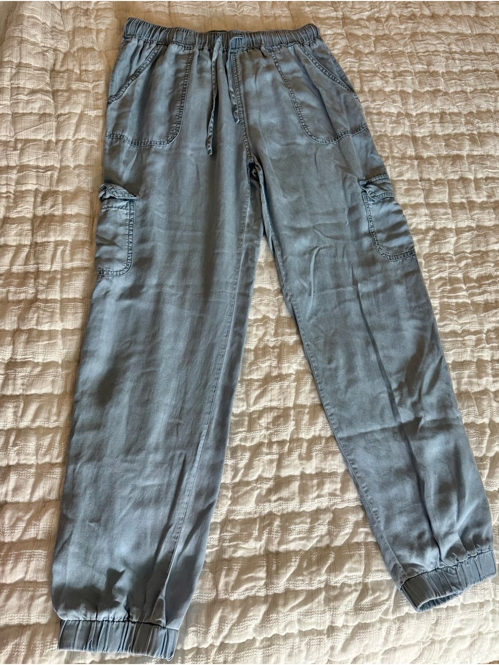 Love Tree Womens’ Cargo Jogger Pants in Dusty Blue